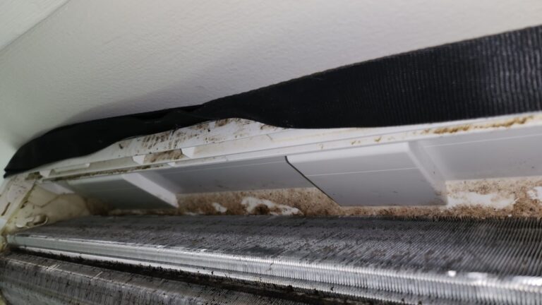 mould behind air conditioner coils and rear drain