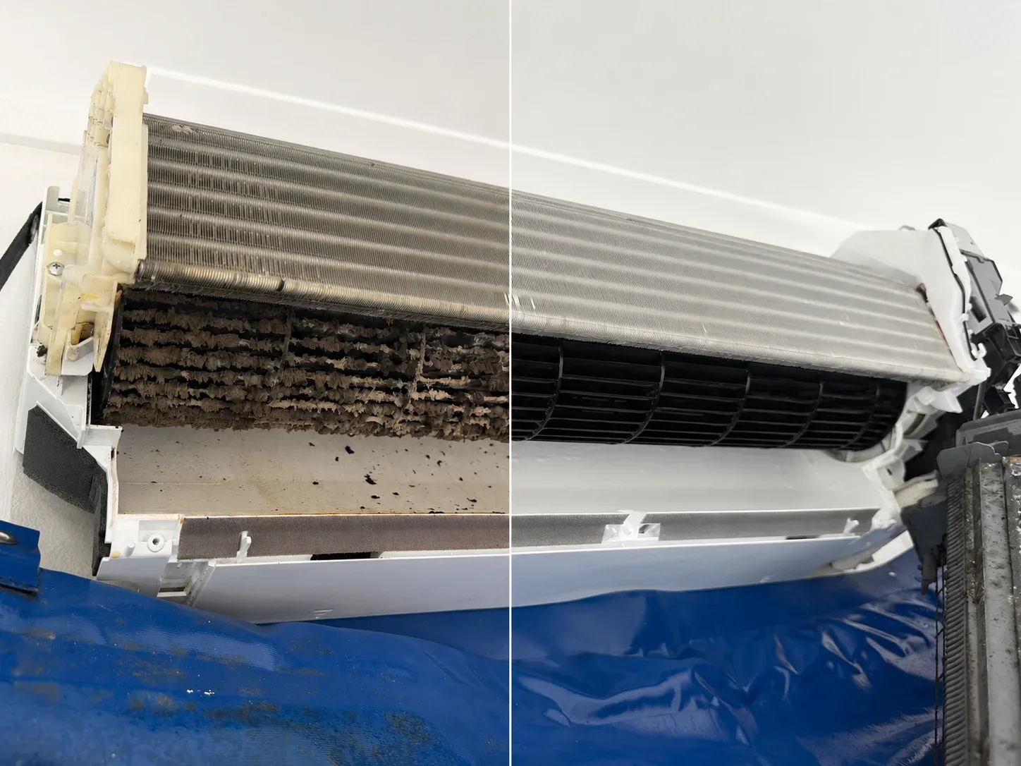 Before and after: mould removed from split system