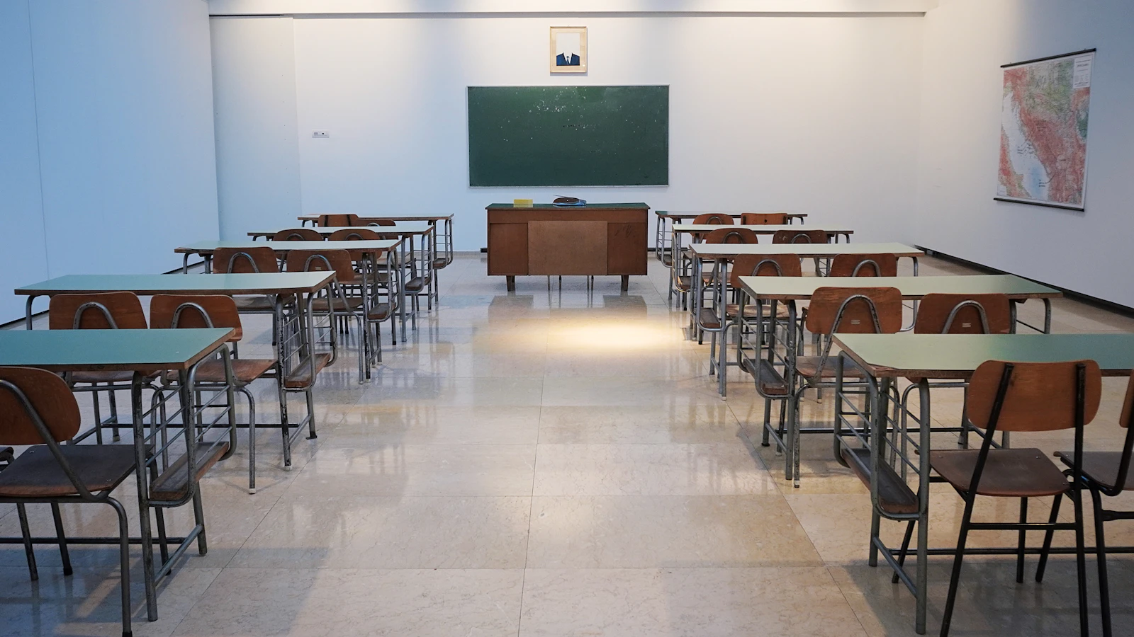Empty classroom during holidays